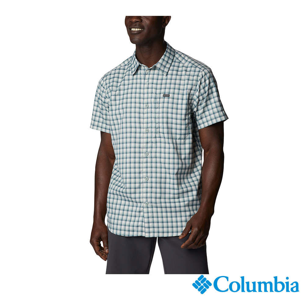Columbia 哥倫比亞 男款 -Omni-Shade 超防曬UPF50快排短袖襯衫-綠格紋 UAE09380GX (2023春夏)