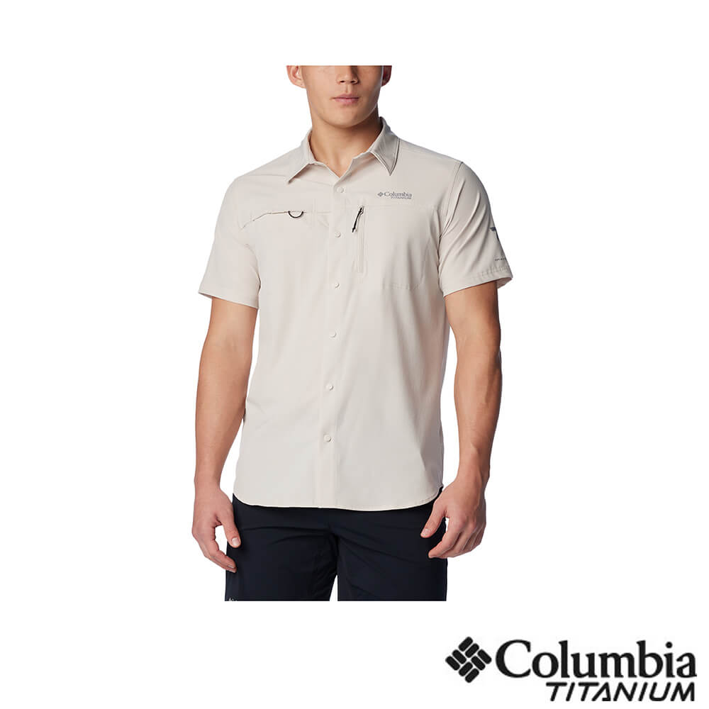 Columbia 哥倫比亞 男款-鈦UPF50超防曬快排短袖襯衫-卡其色 UAE51610KI(2024春夏)