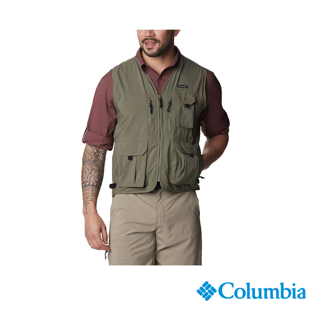 Columbia 哥倫比亞 男款-UPF50防曬快排背心-軍綠色 UAE51850AG (2024春夏)