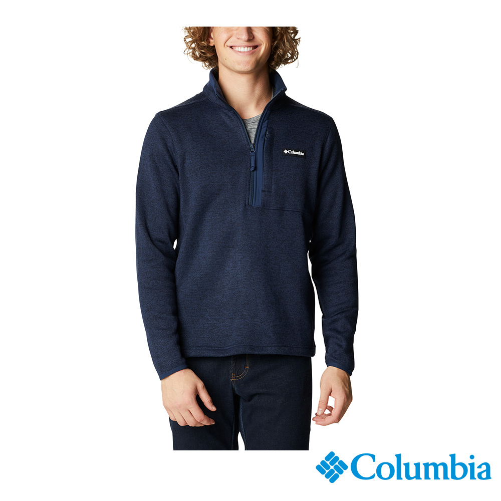 Columbia哥倫比亞 男款- 半開襟刷毛上衣-深藍 UAE58170NY /FW22
