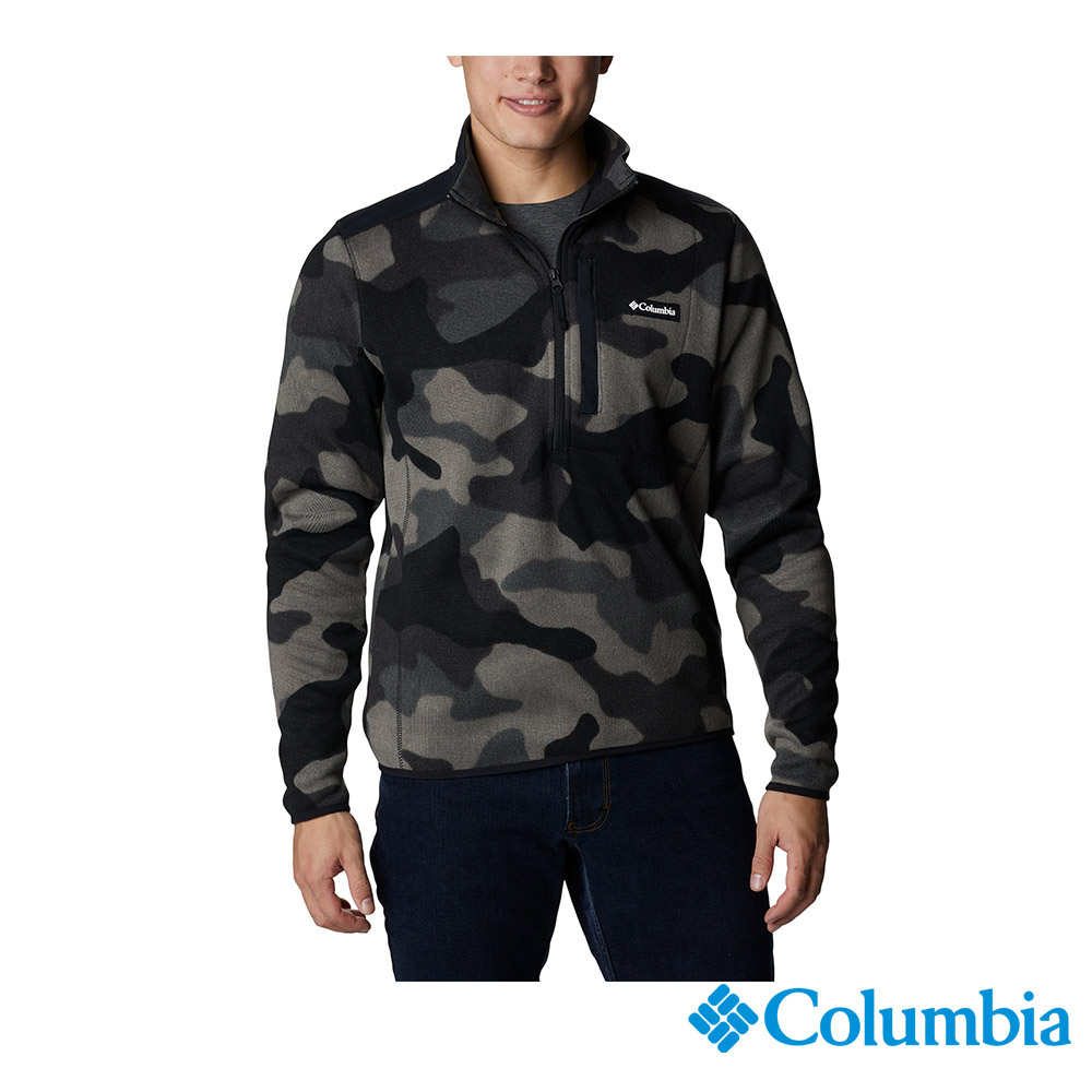 Columbia哥倫比亞 男款- 半開襟刷毛上衣-黑迷彩 UAE67530BQ /FW22