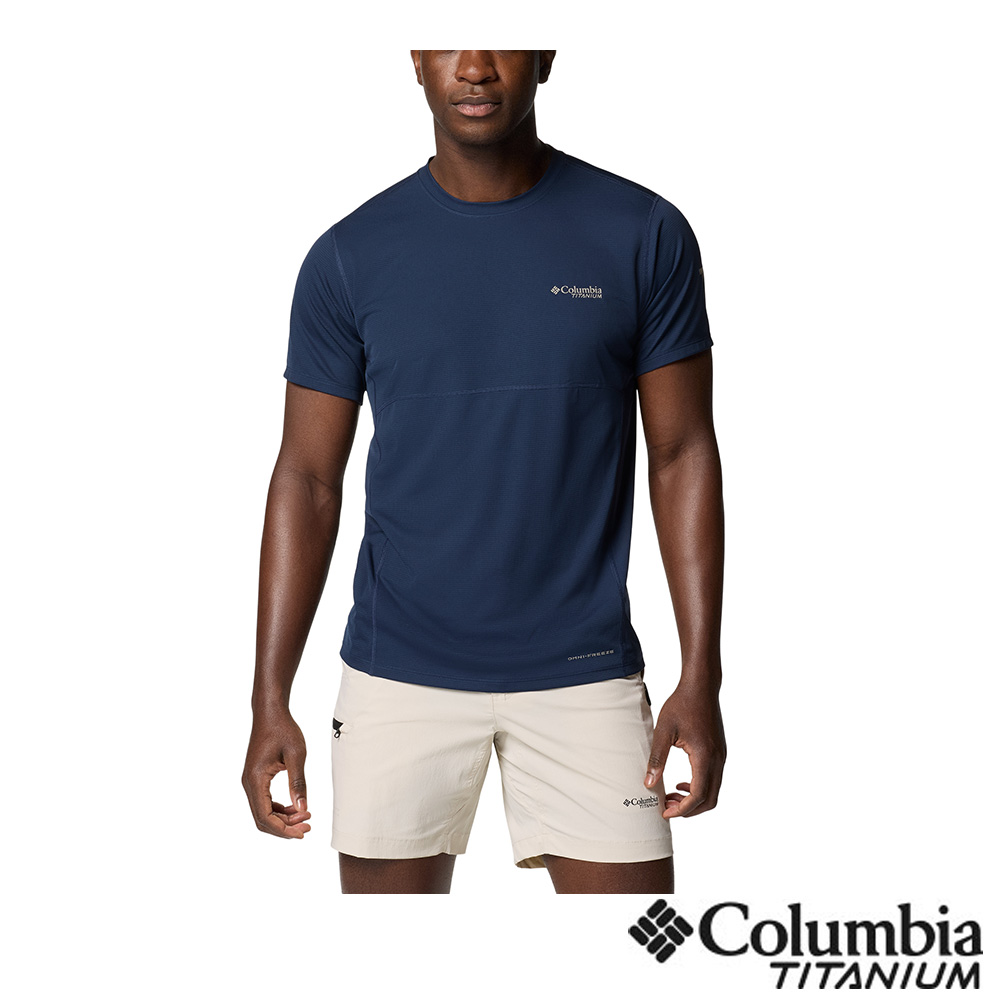 Columbia 哥倫比亞 男款- 鈦 防曬UPF40酷涼快排短上衣-深藍 UAO15190NY/JS