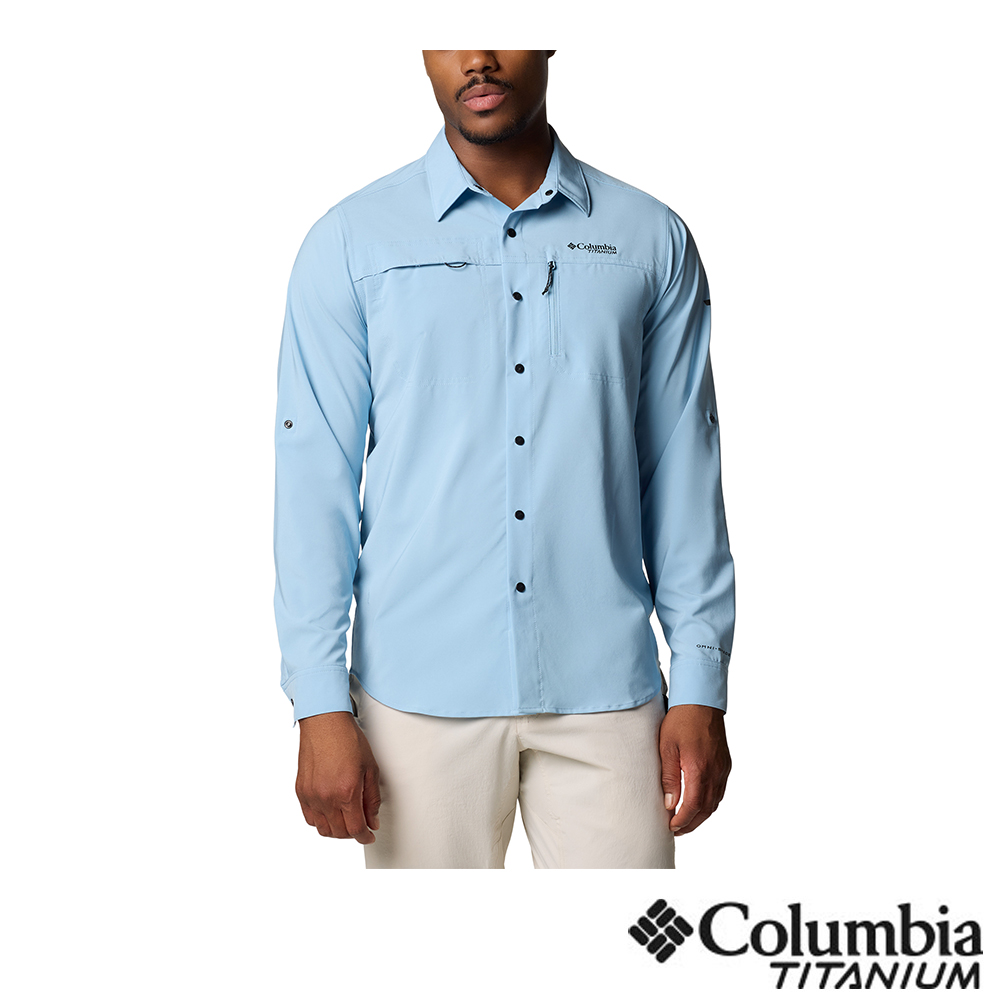 Columbia 哥倫比亞 男款 - 鈦 超防曬UPF50快排長袖襯衫-海洋藍 UAE51640AB/JS