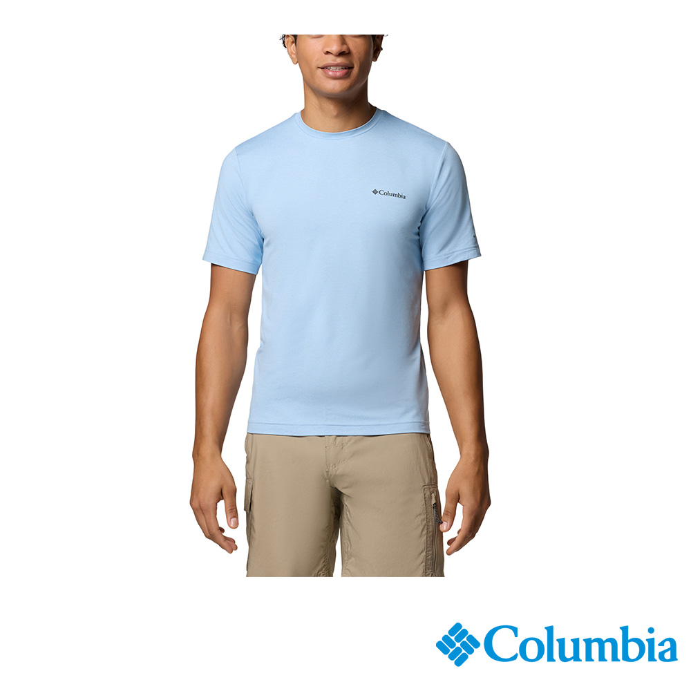 Columbia 哥倫比亞 男款- 防曬UPF50快排短袖上衣-海洋藍 UAE55450AB/JS
