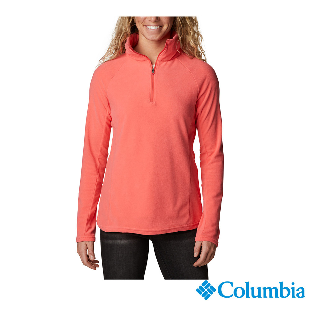 Columbia 哥倫比亞 女款- 半開襟刷毛上衣-橘紅 UAR11310AH / FW22