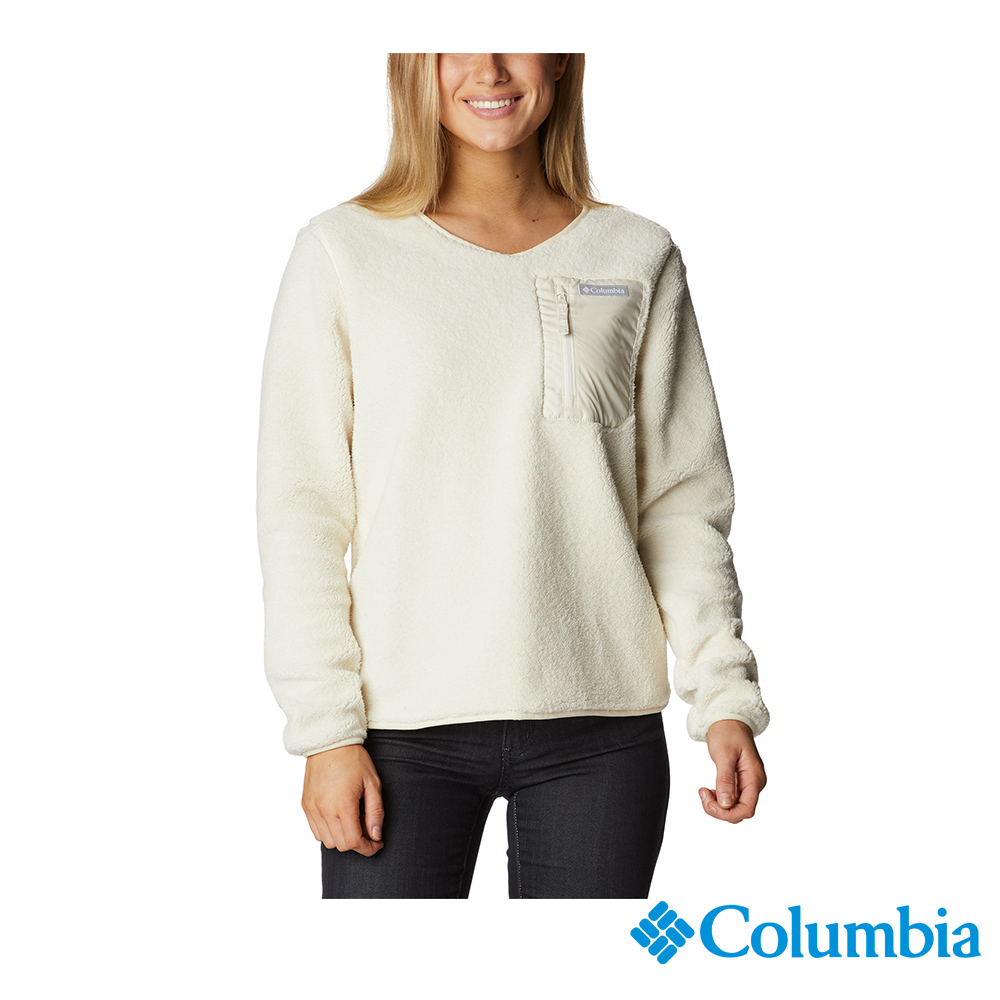 Columbia 哥倫比亞 女款-口袋刷毛長袖上衣-米白 UAR23950BG / FW22