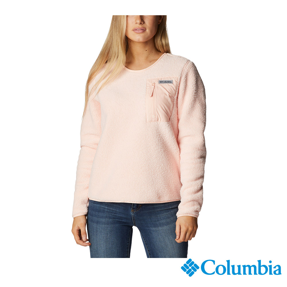 Columbia 哥倫比亞 女款-口袋刷毛長袖上衣-蜜桃 UAR23950PH / FW22