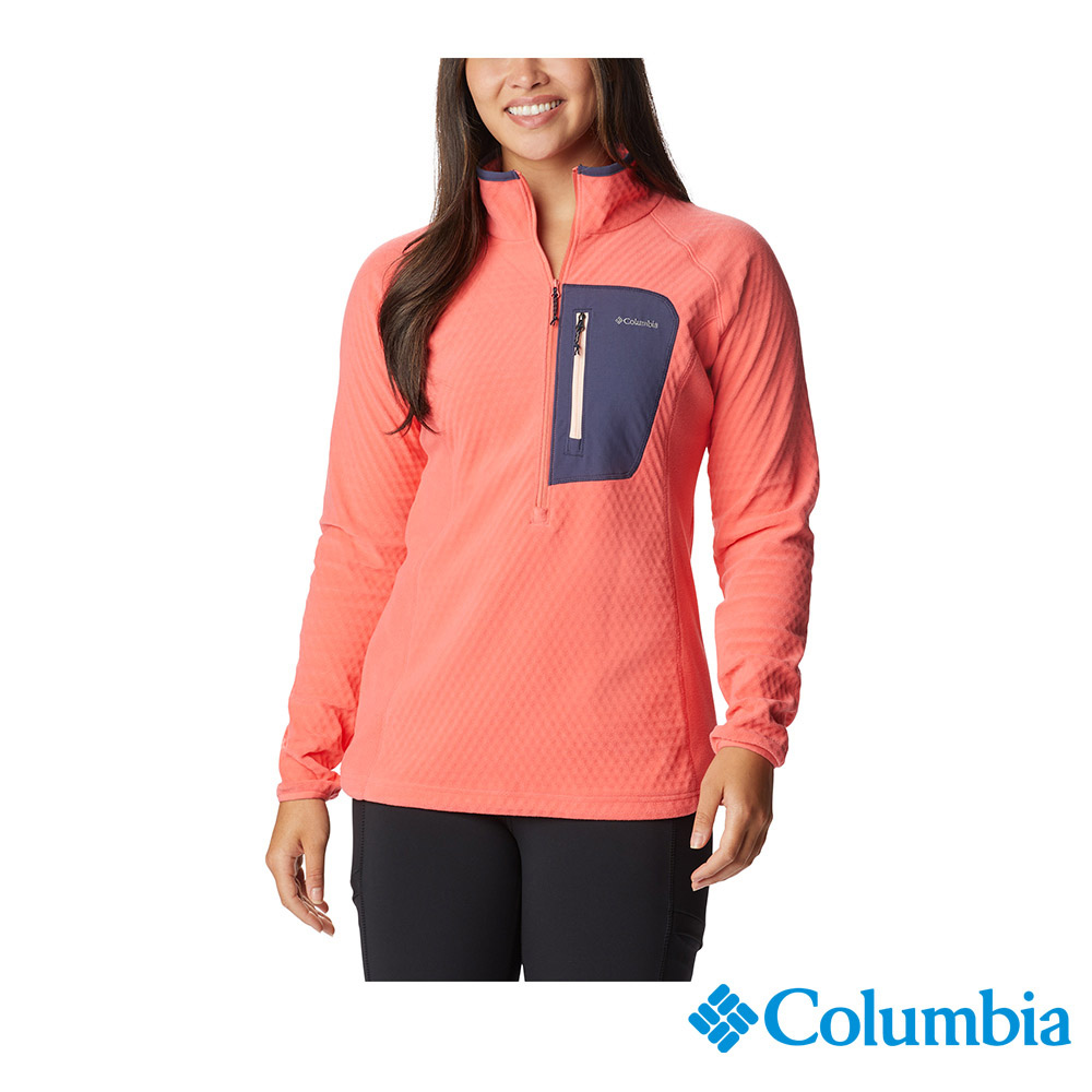 Columbia 哥倫比亞 女款- Omni-Heat柔暖刷毛半開襟上衣-橘紅 UAR58540AH / FW22