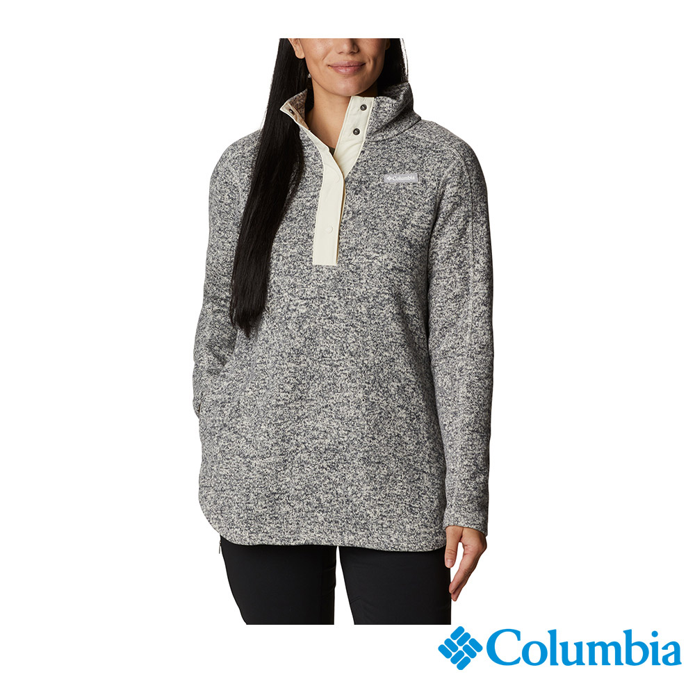Columbia 哥倫比亞 女款- 刷毛半開襟長版上衣-米白 UAR73730BG / FW22