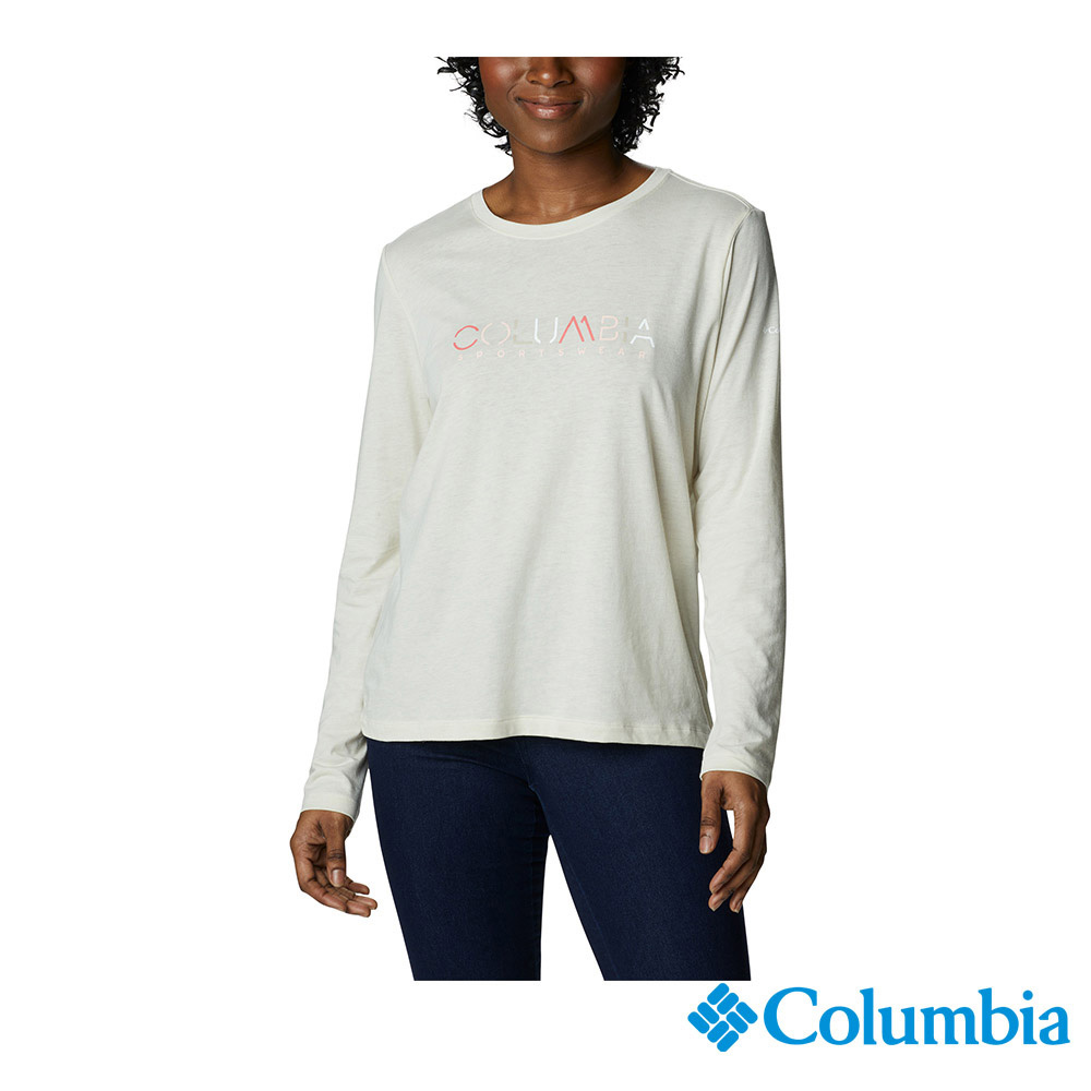 Columbia 哥倫比亞 女款 -logo印花長袖上衣-米白 UAK02770BG / FW22