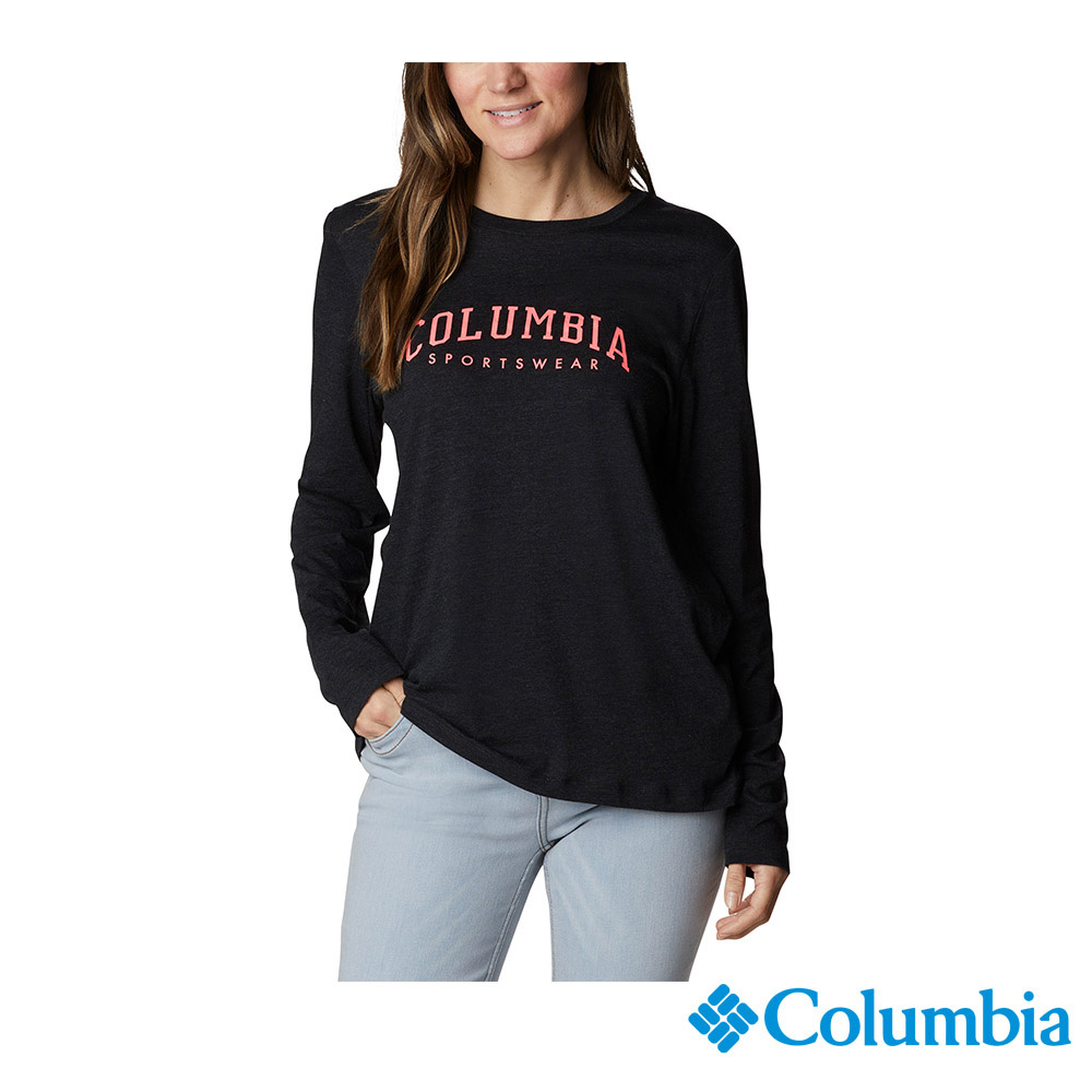 Columbia 哥倫比亞 女款 -logo印花長袖上衣-黑色 UAK02770BK / FW22