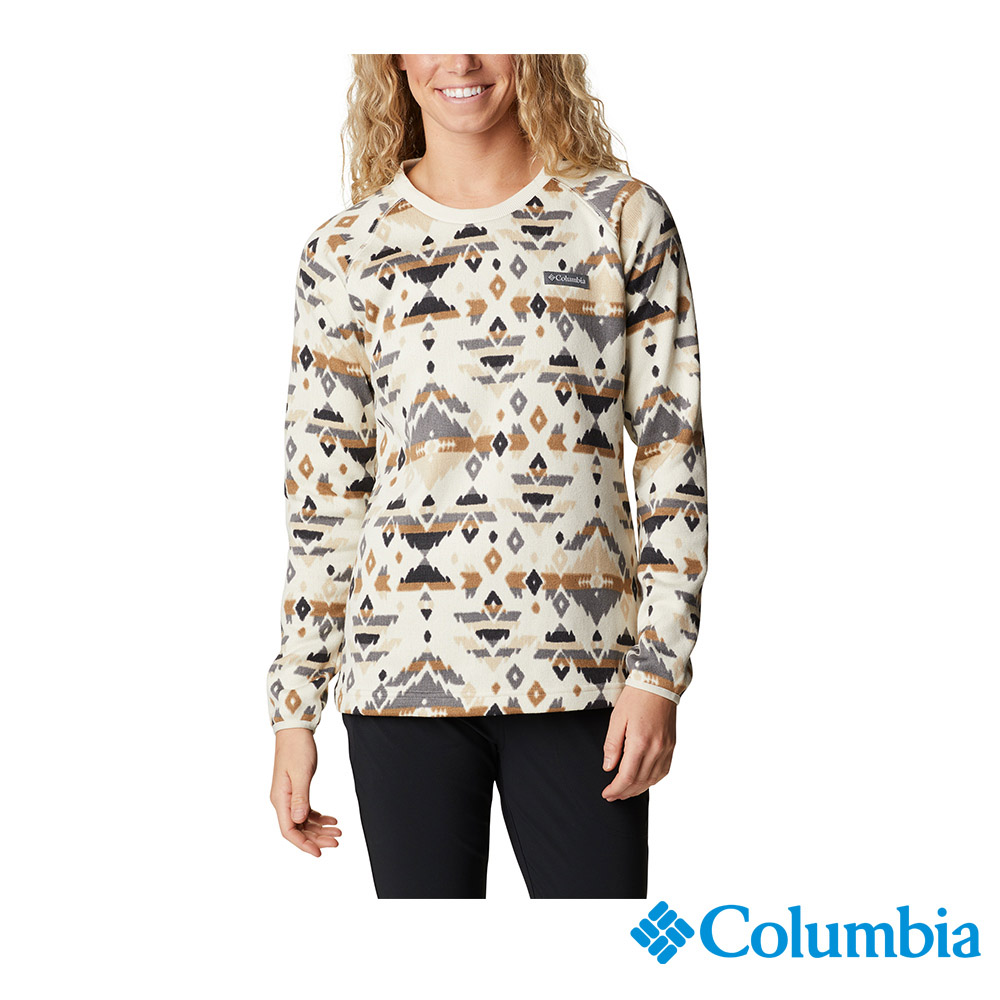 Columbia 哥倫比亞 女款-刷毛半開襟長袖上衣-印花 UAR06130BK / FW22