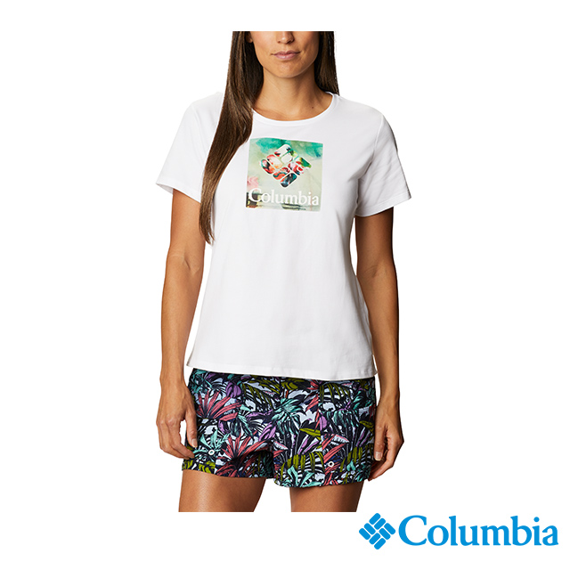 Columbia哥倫比亞 女款-快排短袖上衣-白色 UAR31230WT