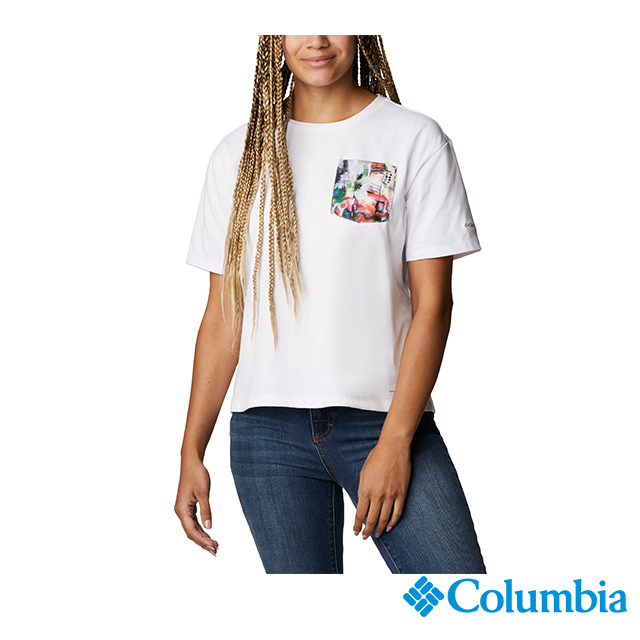 Columbia哥倫比亞 女款-快排短袖上衣-白色 UAR31190WT