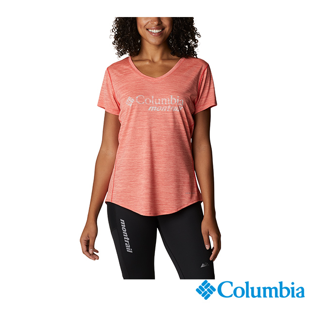 Columbia 哥倫比亞 女款-OMNIWICK快排短袖野跑上衣-紅色 UAR23880RD