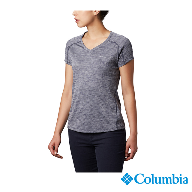 Columbia 哥倫比亞 女款-UPF30涼感快排短袖上衣-深藍 UAR69140NY