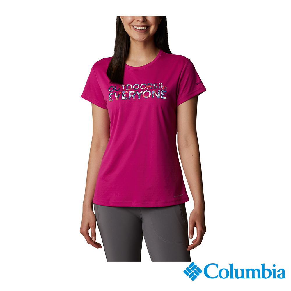 Columbia 哥倫比亞 女款 - UPF50酷涼快排短袖上衣-紫紅 UAR34550PD