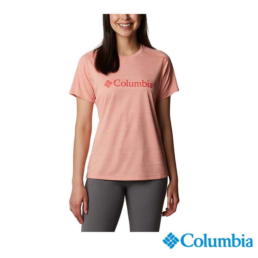 Columbia 哥倫比亞 女款 - 涼感UPF30快排短袖上衣-粉紅 UAR55460PK