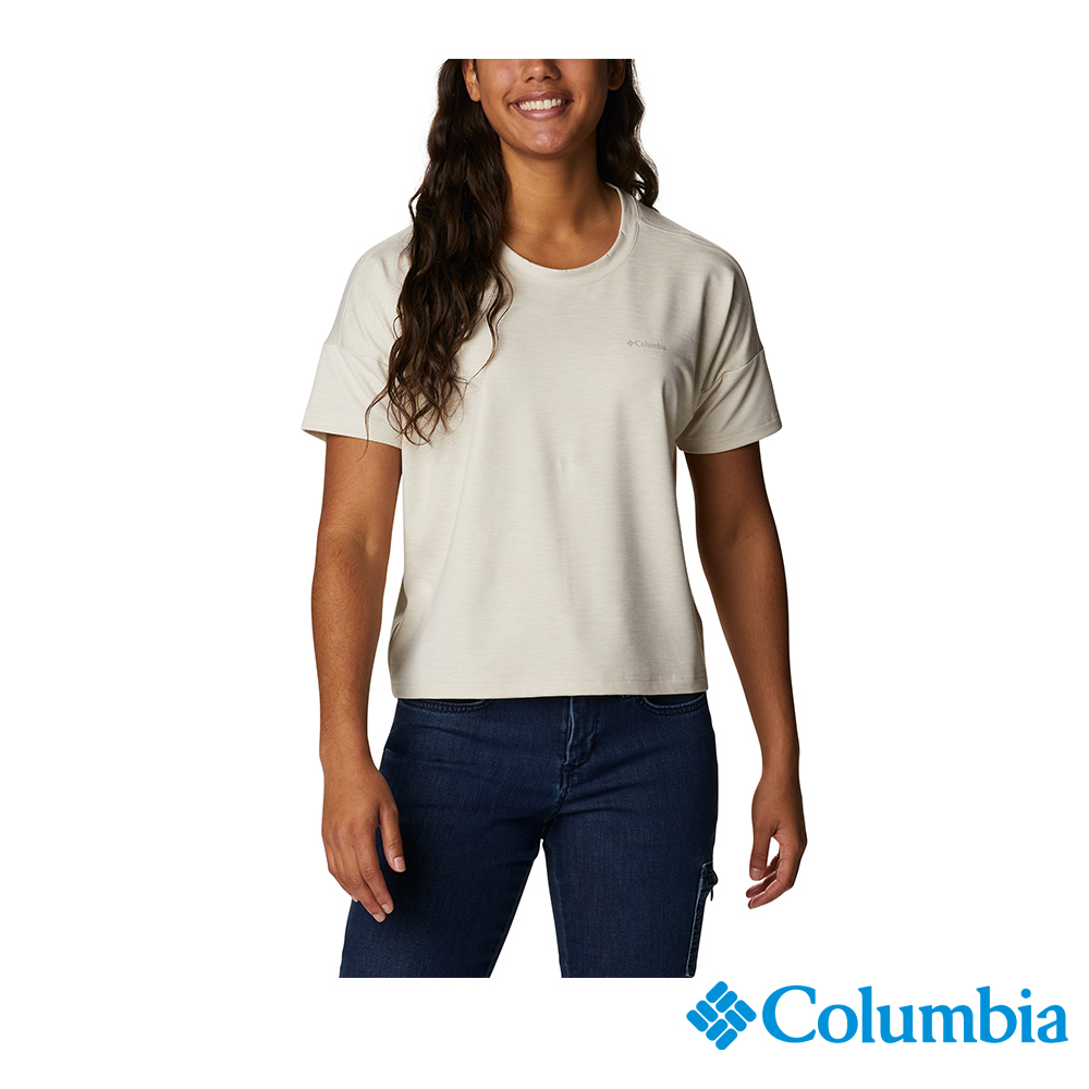 Columbia 哥倫比亞 女款-UPF50快排短袖上衣-卡其 UAR89560KI