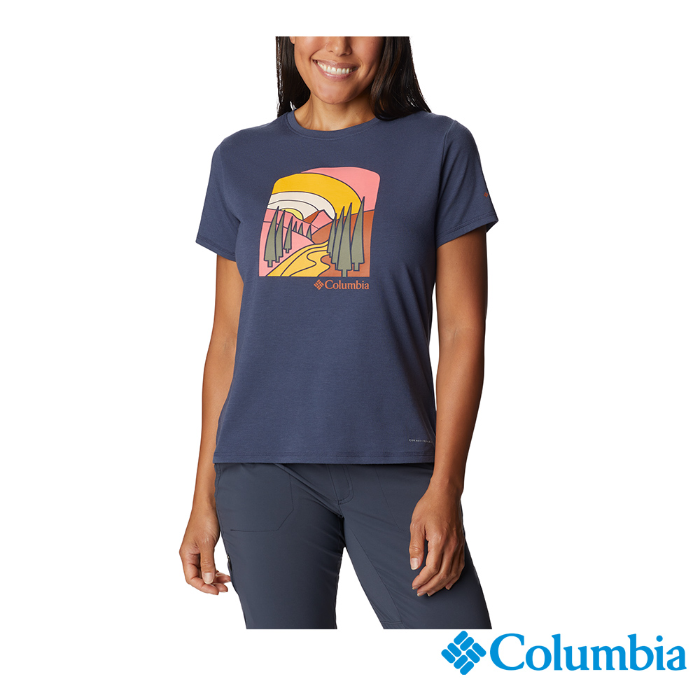 Columbia 哥倫比亞 女款- Omni-Shade™ UPF50快排短袖上衣-深藍 UAR93310NY / FW22