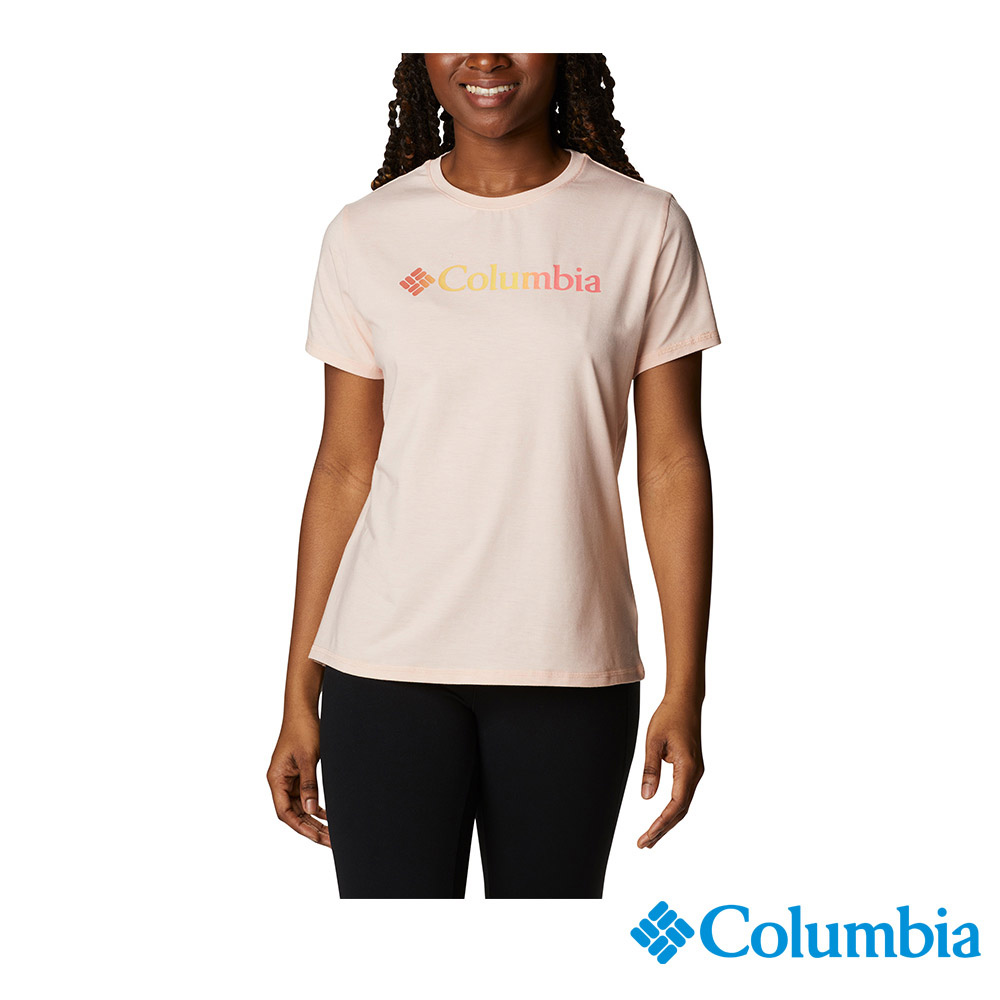 Columbia 哥倫比亞 女款- Omni-Shade™ UPF50快排短袖上衣-蜜桃 UAR21910PH / FW22