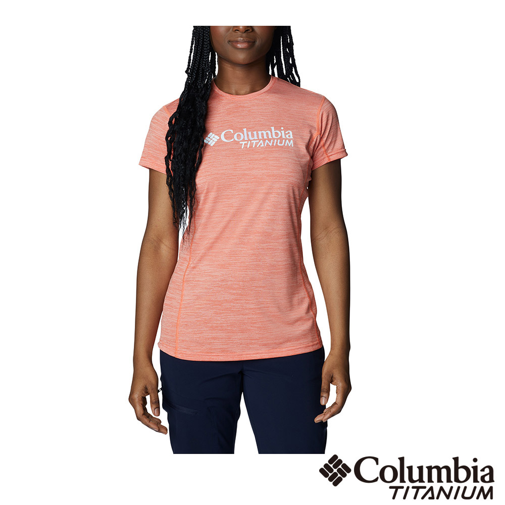 Columbia 哥倫比亞 女款- 鈦 快排短袖上衣-橘紅 UAK52540AH (2023春夏)