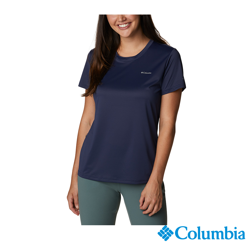 Columbia 哥倫比亞 女款-Omni-Wick快排短袖上衣-深藍 UAR98050NY (2023春夏)