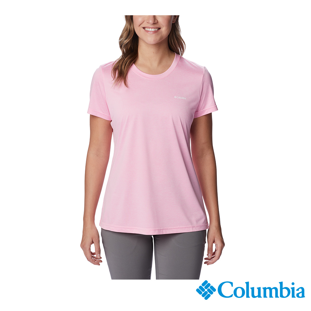Columbia 哥倫比亞 女款-Omni-Wick快排短袖上衣-粉紅 UAR98050PK (2023春夏)