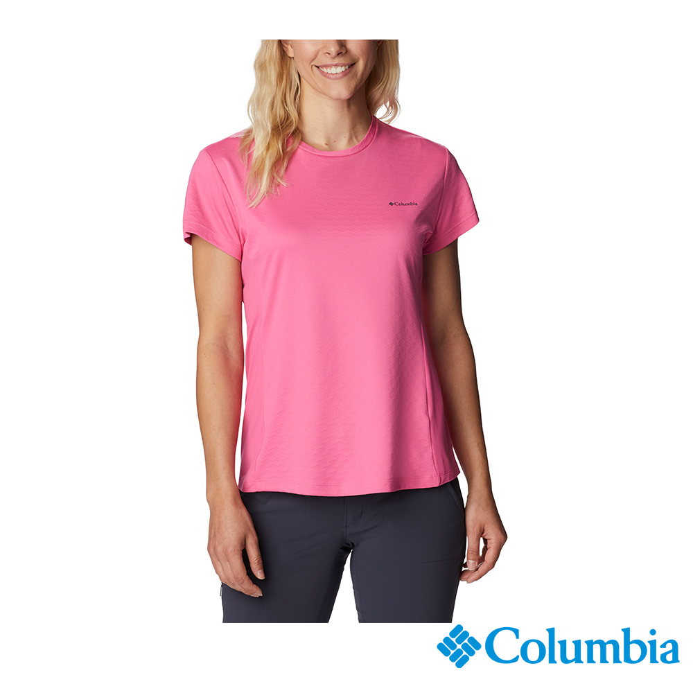 Columbia哥倫比亞 女款- UPF50酷涼快排短袖上衣-桃紅 UAR29570FC (2023春夏)