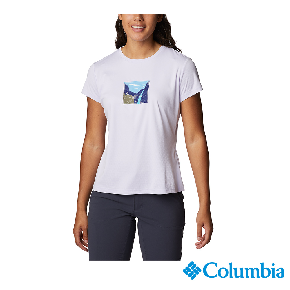 Columbia哥倫比亞 女款- UPF50酷涼快排短袖上衣-紫色 UAR34550PL (2023春夏)