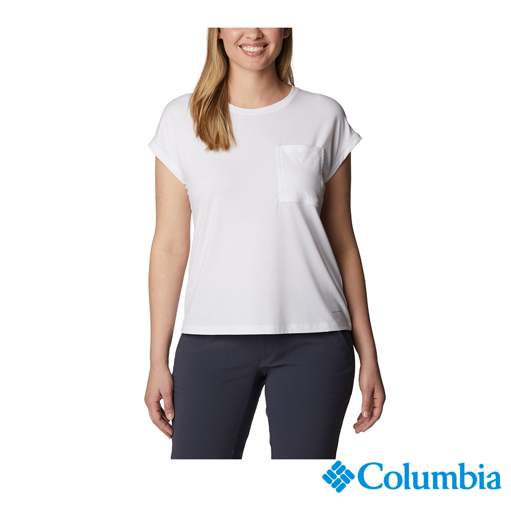 Columbia 哥倫比亞 女款-Omni-Wick 快排短袖上衣-白色 UAR71490WT (2023春夏)