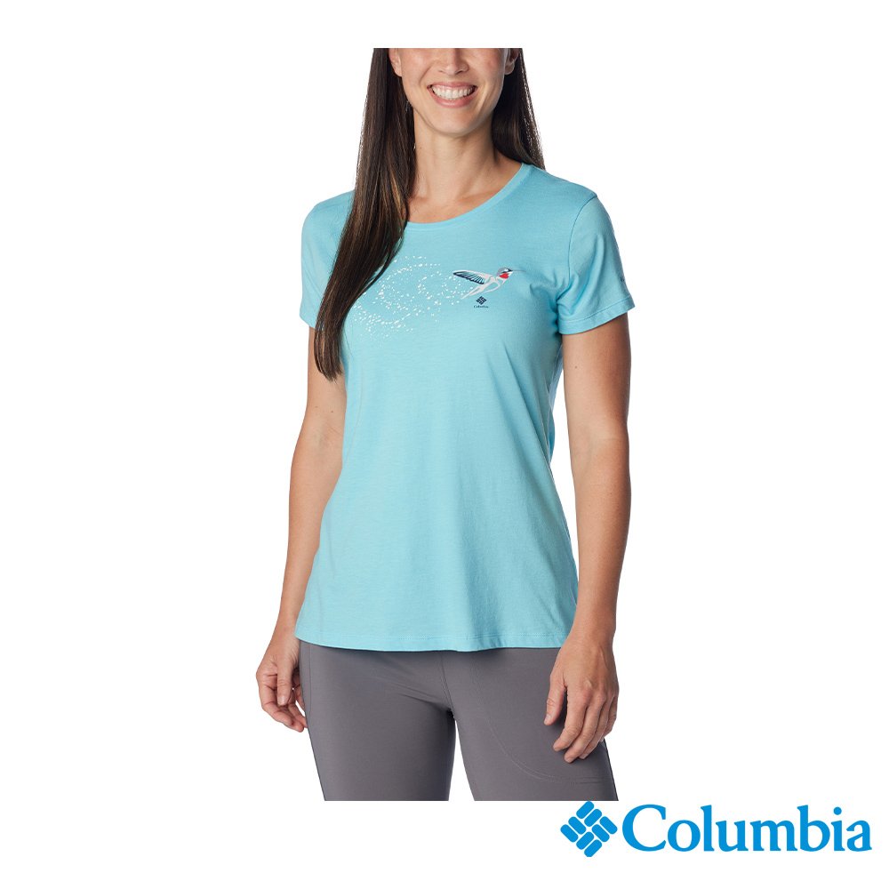 Columbia 哥倫比亞 女款-短袖上衣-湖水藍 UAL31250AQ (2024春夏)