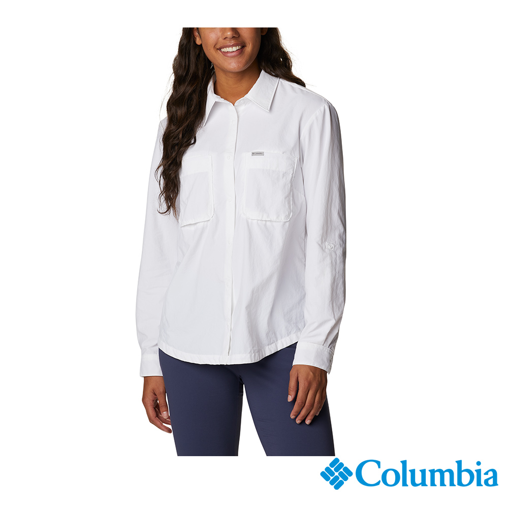 Columbia哥倫比亞 女款-防曬UPF50防曬長袖襯衫-白色 UAR98760WT