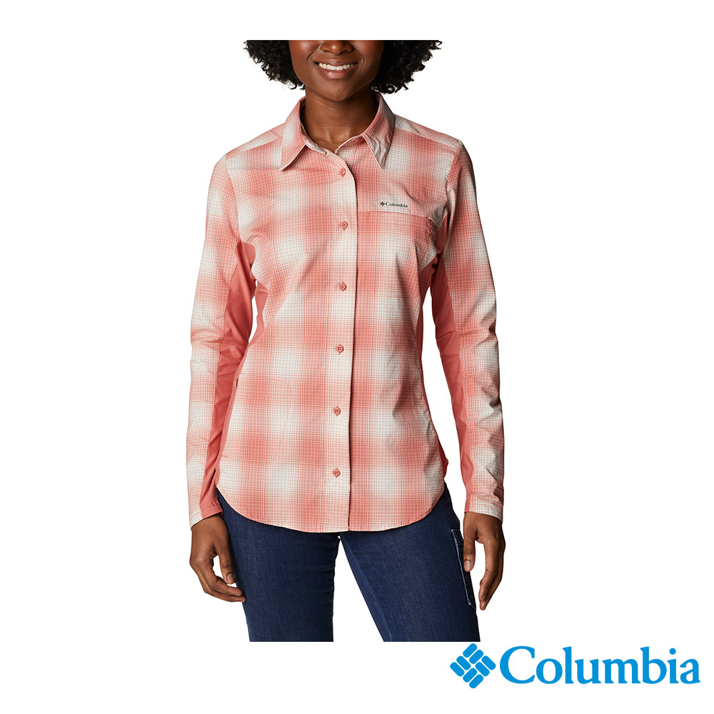 Columbia 哥倫比亞 女款 - Omni-Shade™超防潑長袖襯衫-橘紅格紋 UAR89380XX /FW22