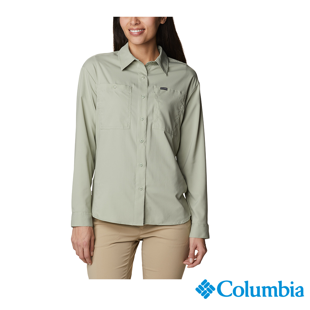 Columbia 哥倫比亞 女款-Omni-Shade超防曬UPF50快排長袖襯衫-灰綠 UAL99100GG (2023春夏)