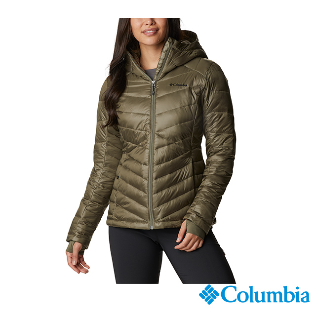 Columbia 哥倫比亞 女款- 金鋁點極暖連帽外套-軍綠 UWR71020AG