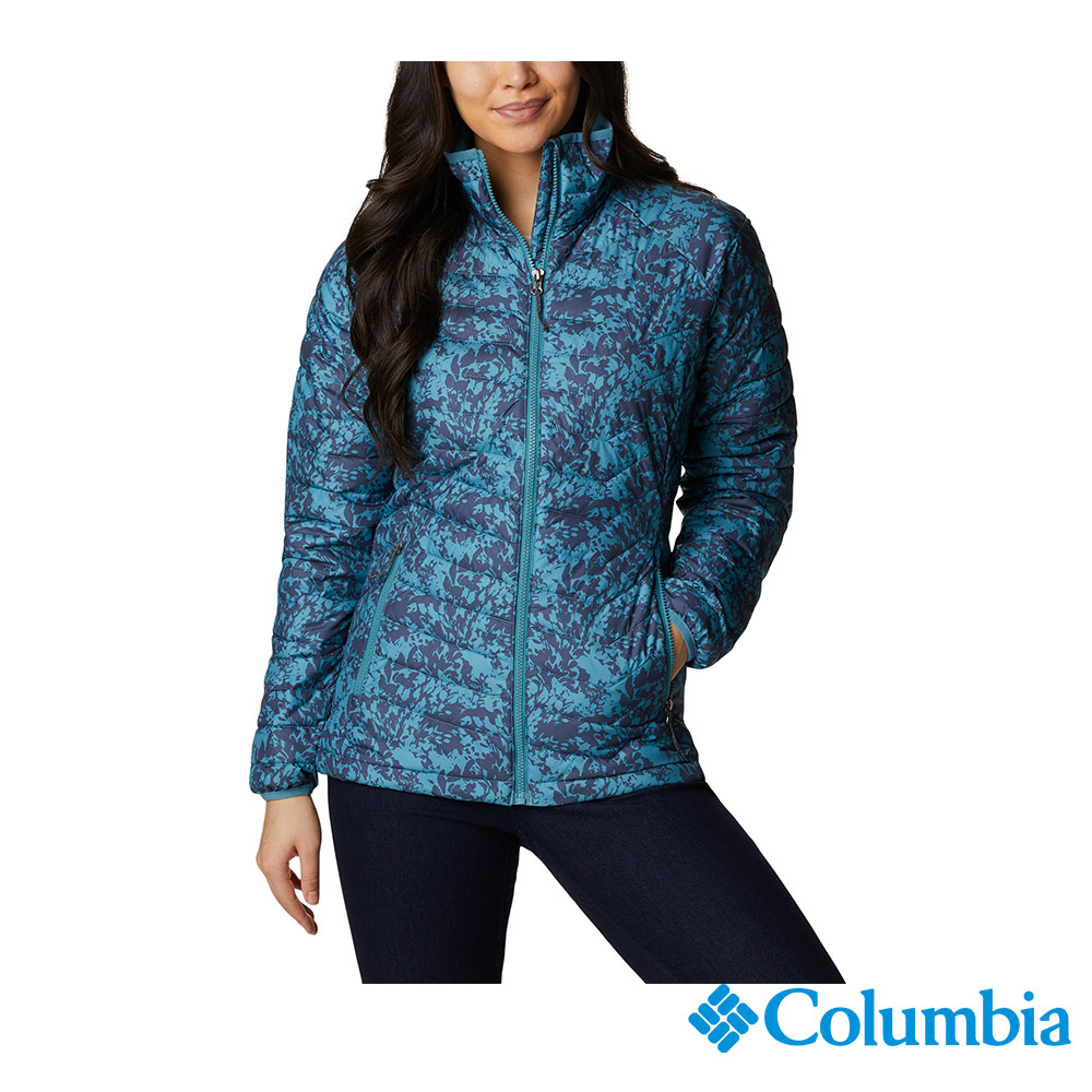 Columbia哥倫比亞 女款-保暖立領外套-藍印花 UWK14980PB