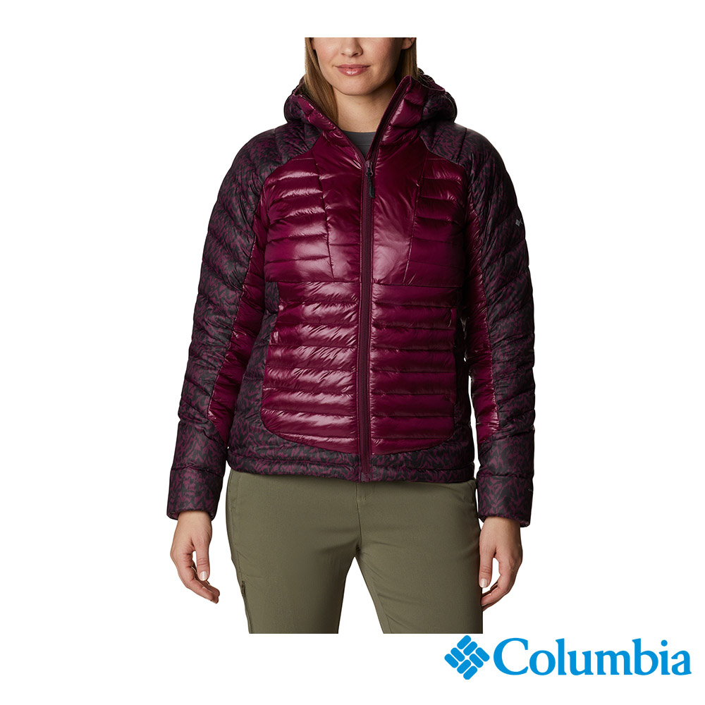 Columbia 哥倫比亞 女款- 金鋁點極致保暖連帽外套-紫紅 UWR42280PD