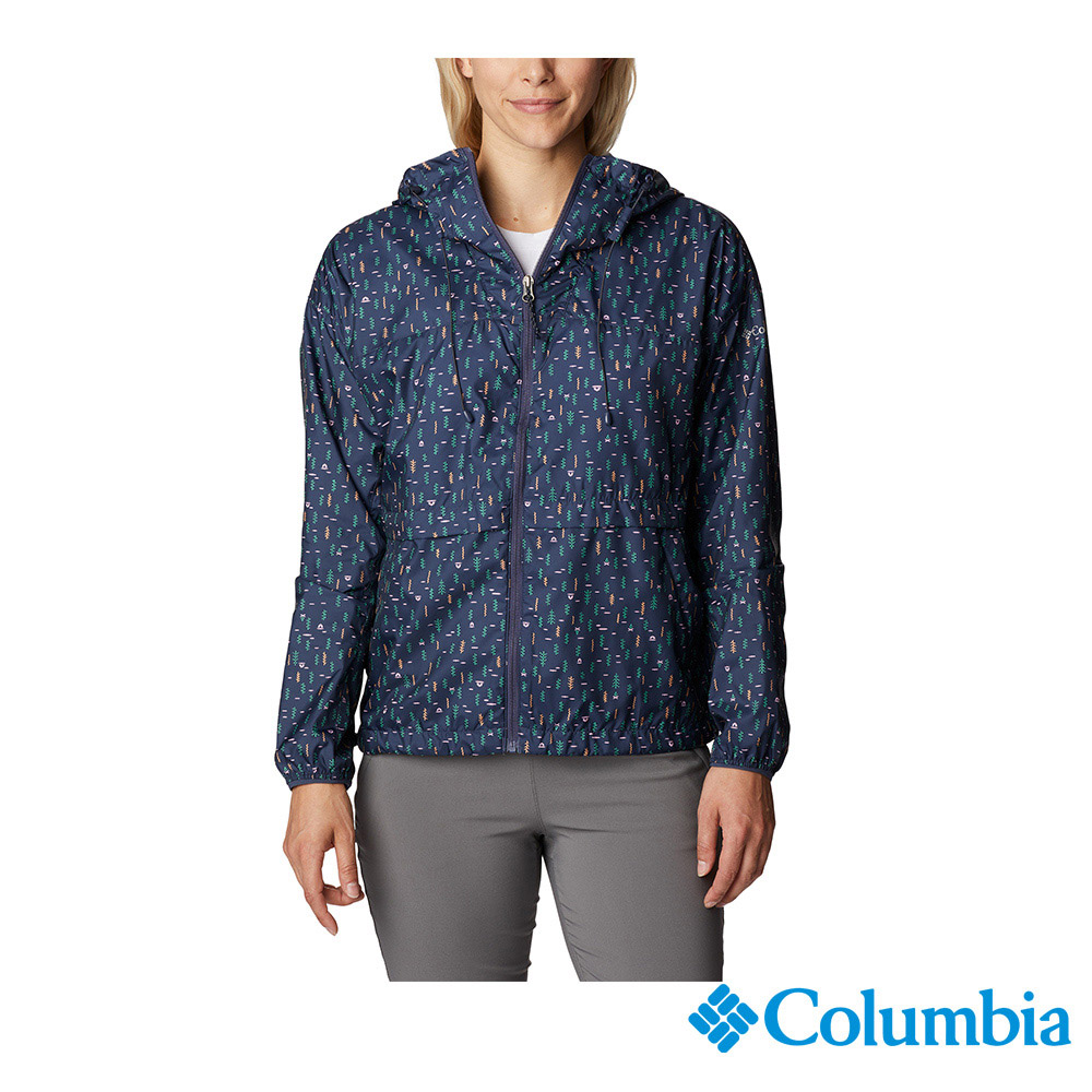 Columbia 哥倫比亞 女款-UPF40防潑水風衣-深藍 UWR73300NY (2023春夏)