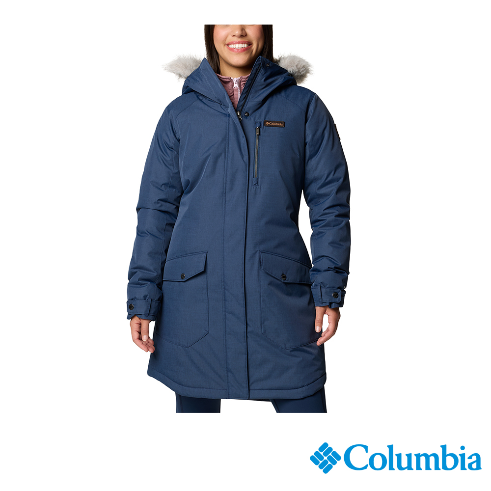 Columbia 哥倫比亞 女款 - 防潑保暖長版外套-深藍色 UWR08850NY/IF