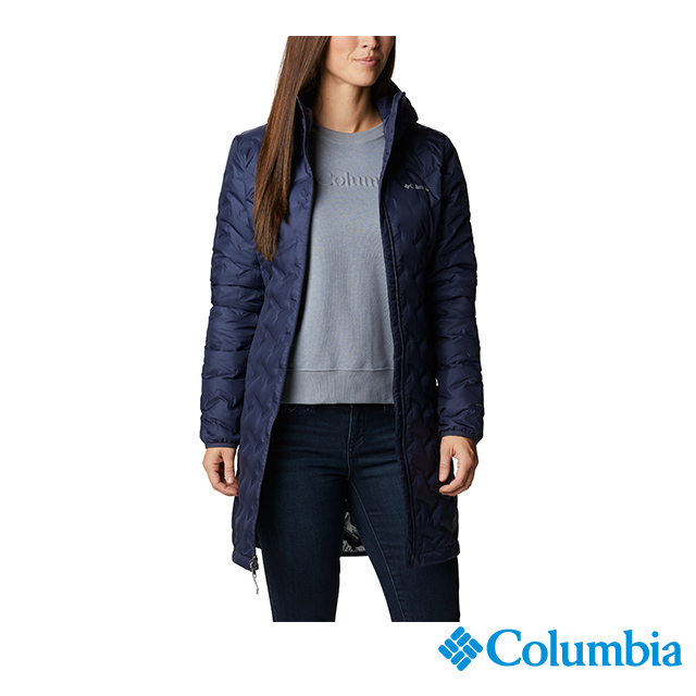 Columbia 哥倫比亞 女款-Heat™鋁點保暖650羽絨長版外套-深藍 UWR02940NY