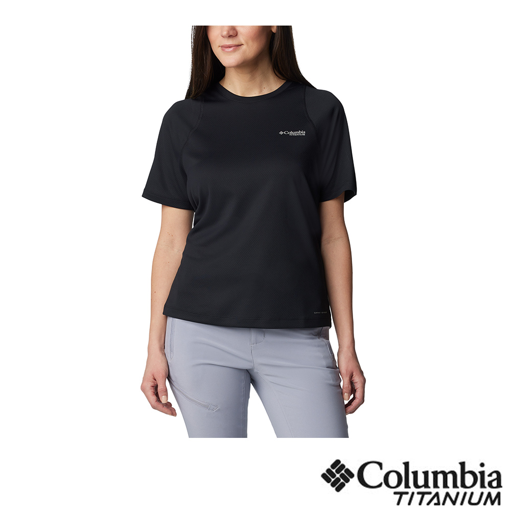 Columbia哥倫比亞 女款- 鈦 超防曬UPF50快排短袖上衣-黑色 UAR55440BK/JS
