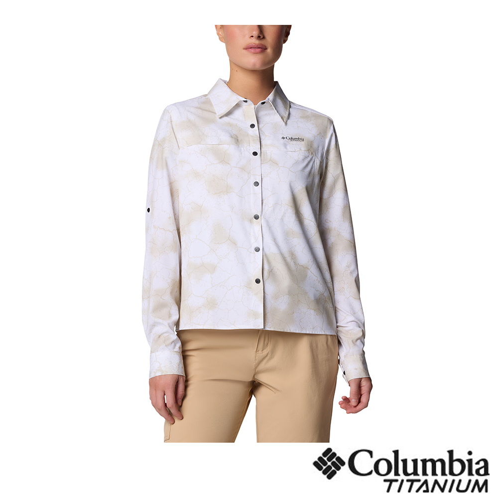 Columbia 哥倫比亞 女款 - 超防曬UPF50快排長袖襯衫-米色印花 UAE34820ZI/JS
