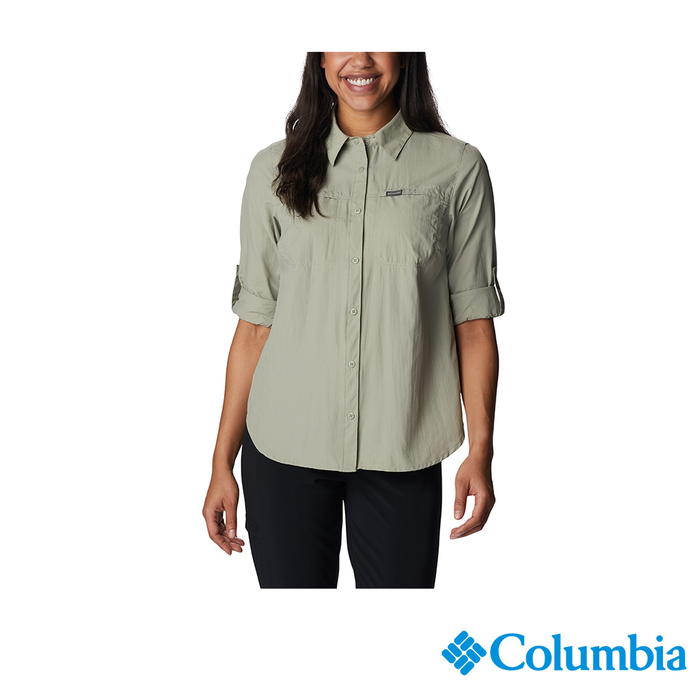 Columbia 哥倫比亞 女款 - UPF50防曬快排長袖襯衫-灰綠色 UAR03560GG/JS
