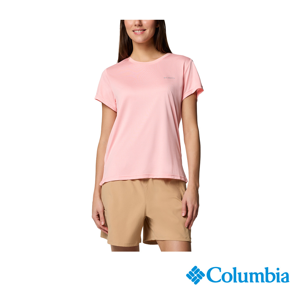 Columbia 哥倫比亞 女款- 快排短袖上衣-粉紅色 UAR33490PK/JS