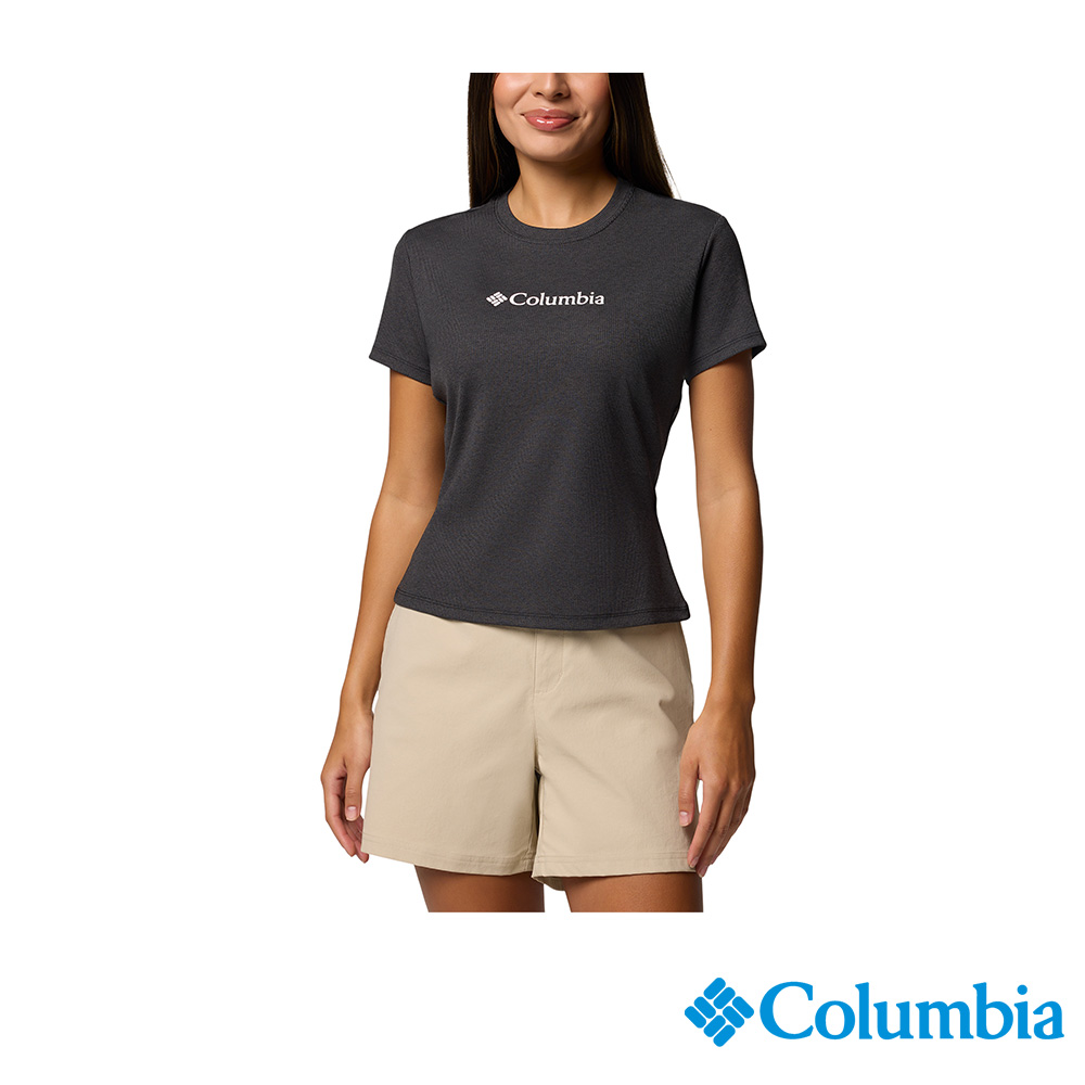 Columbia 哥倫比亞 女款- 快排短袖上衣-黑色 UXK25840BK/JS