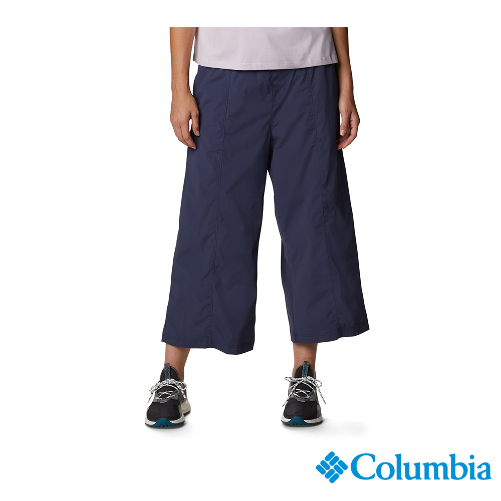 Columbia 哥倫比亞 女款 - UPF50防潑寬版長褲-深藍 UAR89220NY