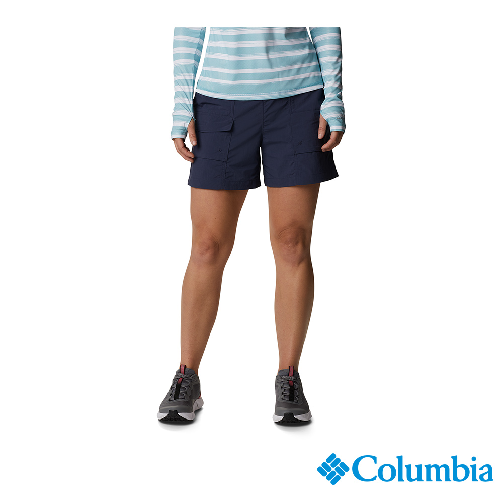 Columbia哥倫比亞 女款-防曬UPF50防潑短褲-深藍 UAR24690NY