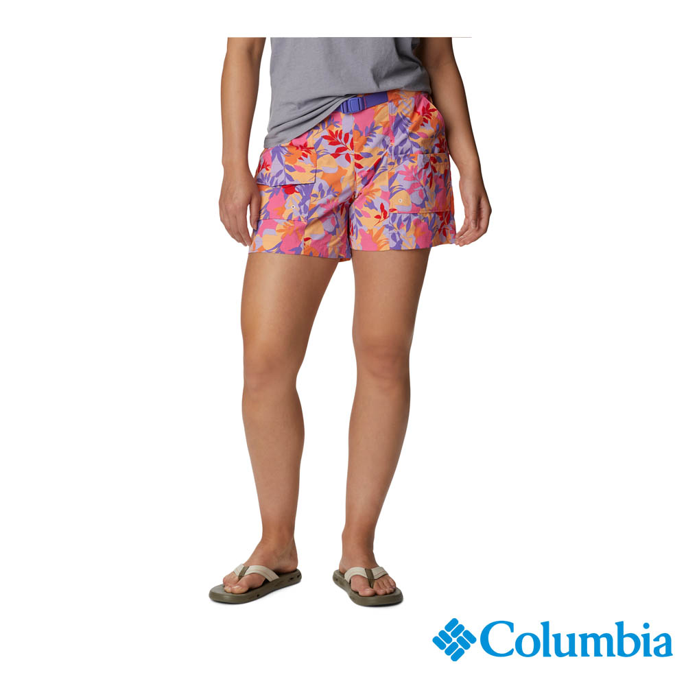 Columbia 哥倫比亞 女款-Omni-Shade UPF50防潑短褲-桃紅印花 UAR24690FR (2023春夏)