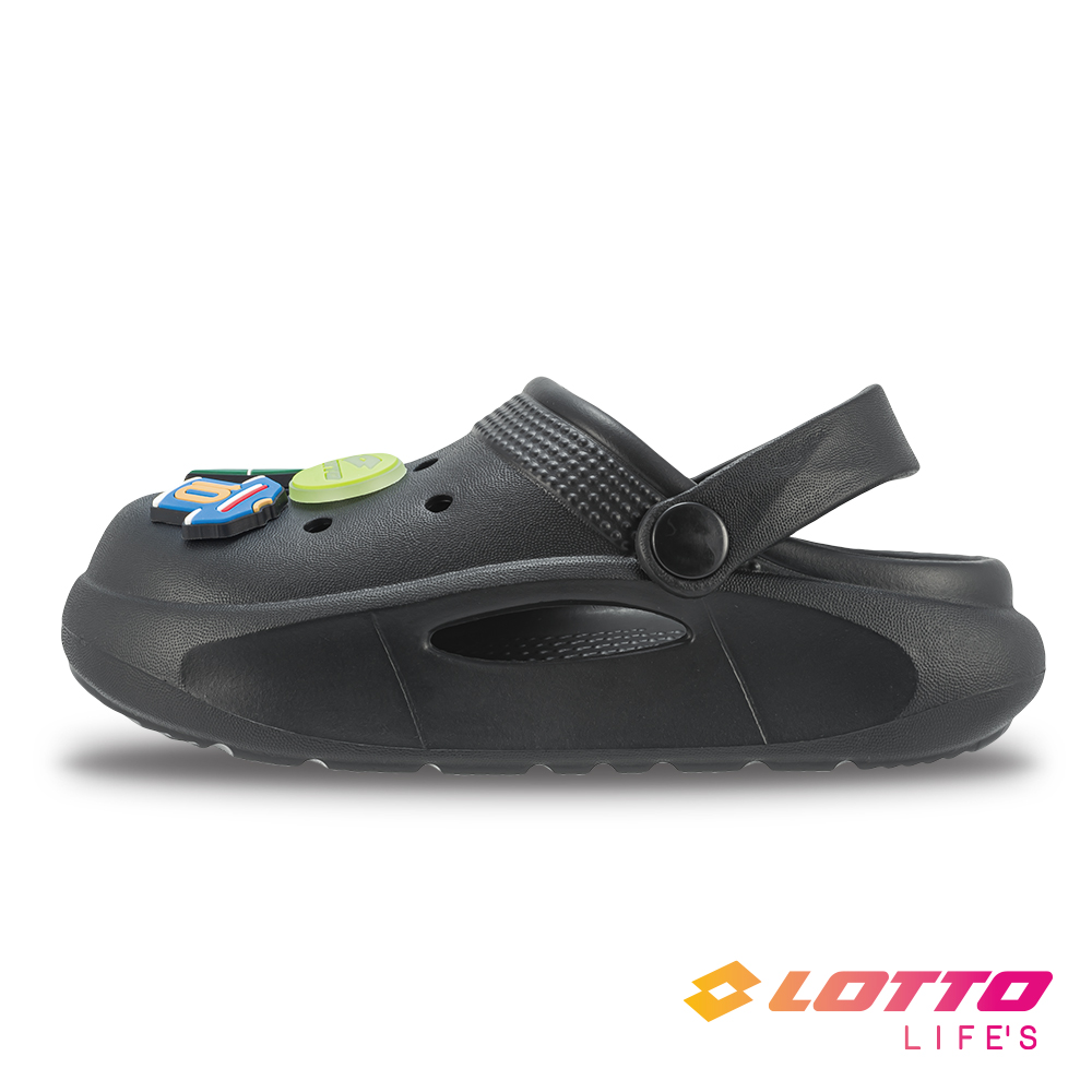 【LOTTO 義大利】童鞋 雲朵洞洞鞋(黑)